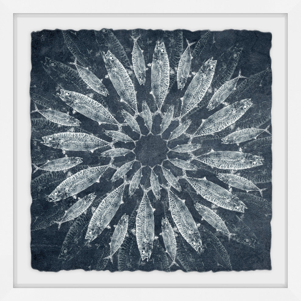 "White Burst" Framed Painting Print, 32"x32"