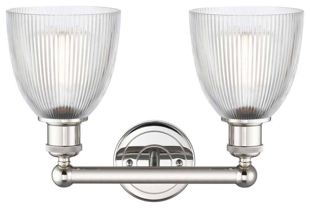 Castile 2-Light 15" Bath Vanity Light, Polished Nickel Finish, Clear Shade