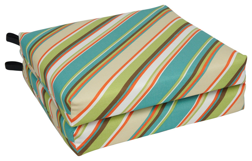 20"X19" Patterned Outdoor Chair Cushions, Set of 4, Browning Opal