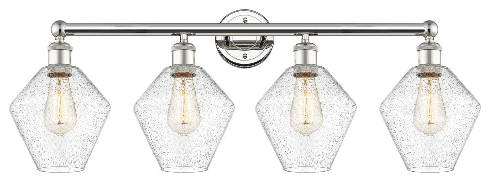 Cindyrella 4-Light 35" Bath Vanity Light, Polished Nickel, Seedy Shade