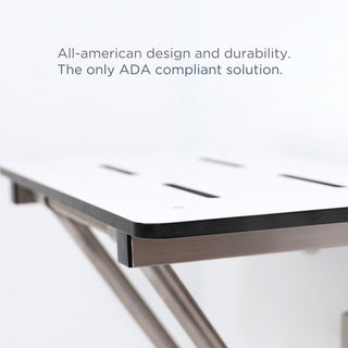 28" x 15" White Folding Wall Mount Shower Seat Bench, ADA Compliant