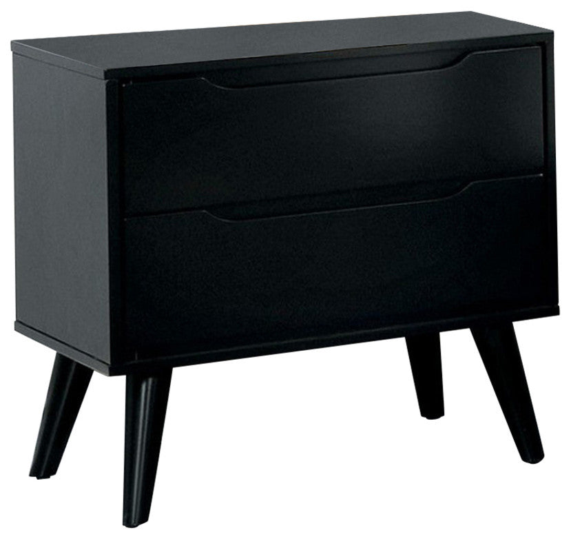 Benzara BM123112 Lennart Mid-Century Modern Nightstand, Black