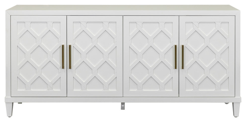 Modern Wood 70" Console With With doors, TV Stand, Fully Assembled, White
