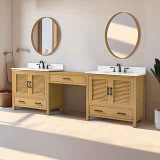 Estate Double Sink Bathroom Vanity Modular Set, Oak, 102", Double Sink