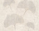 Floral Textured Wallpaper Gingko Leaves, Gray Silver, Sample