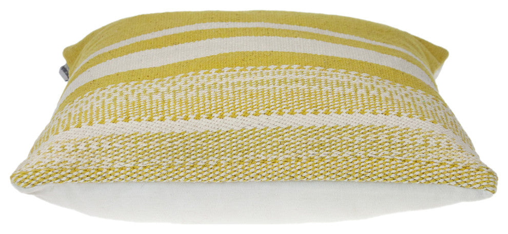 Parkland Collection Transitional Striped Yellow Square 18" x 18" Pillow