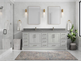 Fenway 84 Double Sink Bath Vanity in Coventry Gray 2" Piatra Gray