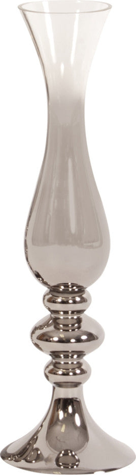 Howard Elliott Smoky Glass Chrome Vase, Small