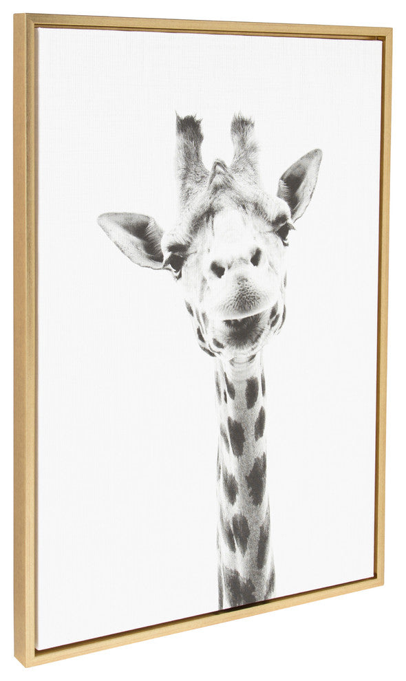 Sylvie Giraffe Portrait Framed Canvas Wall Art by Simon Te Tai, Gold 23x33