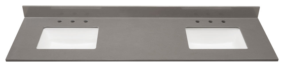 Madrid Bathroom Vanity Countertop, Concrete Gray With White Sink, 73"