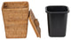 Rattan Square Waste Basket, Lid, Plastic Insert, Honey-Brown