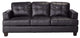 Benzara BM69641 Deluxe Leather Three Seat Sofa, Black