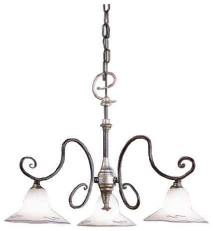 Country Line 1842 Chandelier, Verdigris And Rust, Satin White and Brick Red