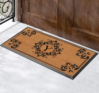 A1HC Hand-Crafted 24"x48" Rubber Coir Double/Single Monogrammed, Y