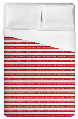 Merry Christmas Stripes Queen Brushed Poly Duvet Cover
