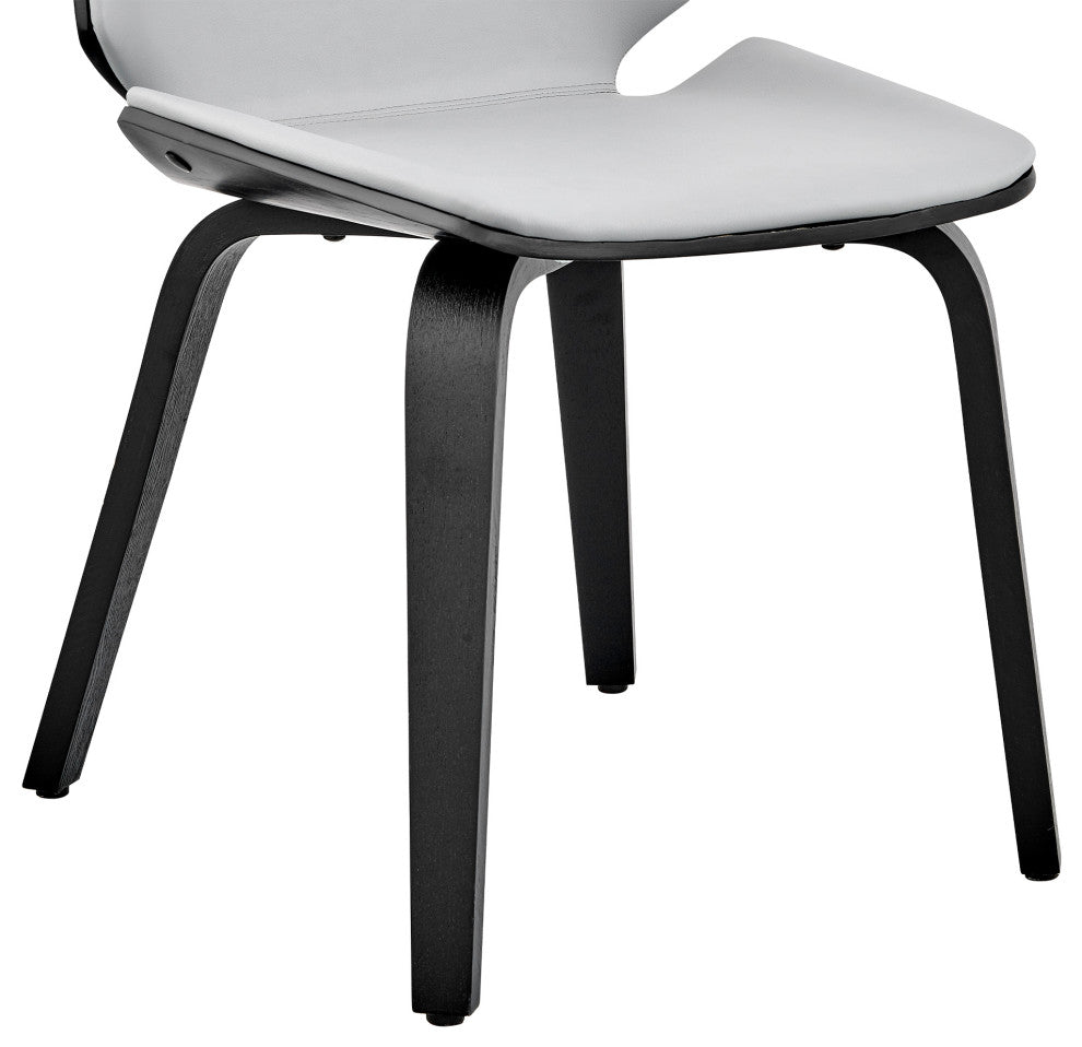 Brinley Gray Faux Leather and Black Wood Dining Room Accent Chair