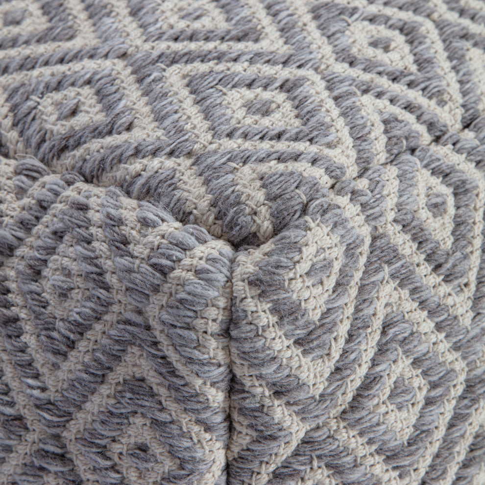 Willamette Slate 34" x 34" x 16" Gray and Beige Ottoman