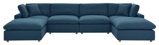 Commix Down Filled Overstuffed 6 Piece Sectional Sofa Set Azure