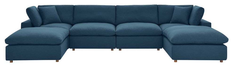 Commix Down Filled Overstuffed 6 Piece Sectional Sofa Set Azure