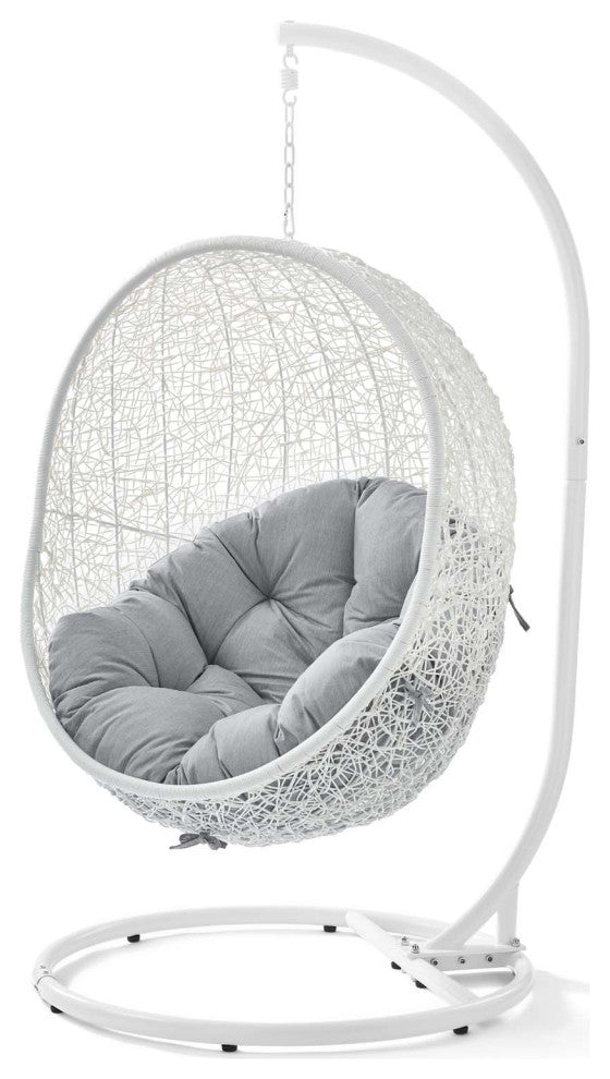 Swing Lounge Chair, Sunbrella, White Gray, Modern, Outdoor Patio Bistro