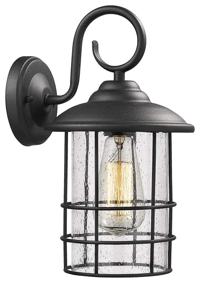 Industrial Black Outdoor Wall Lighting Seeded Glass Porch Wall Lamp