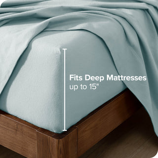 Bare Home Cotton Flannel Sheet Set, Light Blue, Twin Xl