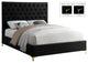 Cruz Velvet Upholstered Bed, Black, Queen