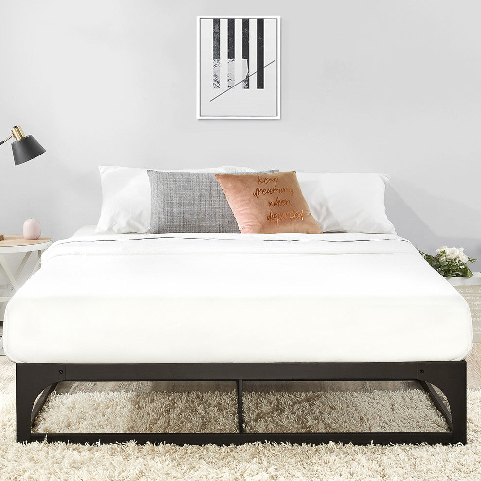 Ace of Base Hinged 12" Metal Platform Bed Frame, Matte Black, Twin