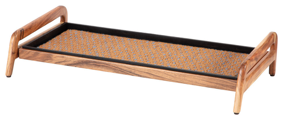 Single-Tier Natural Stand With 3-Pair Rubber Boot Tray My Blue Heaven