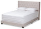 Modern Beige Fabric Upholstered King Size Bed