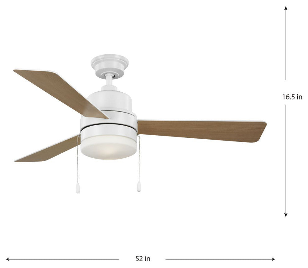 Trevina V 52" 3-Blade Indoor Satin White Ceiling Fan With Light Kit