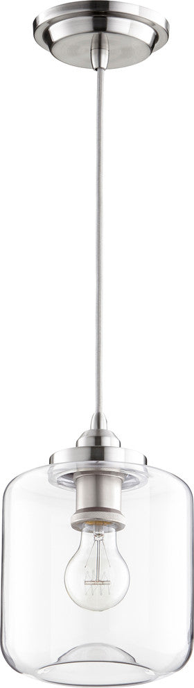 Clear Filament Pendant, 7", Satin Nickel