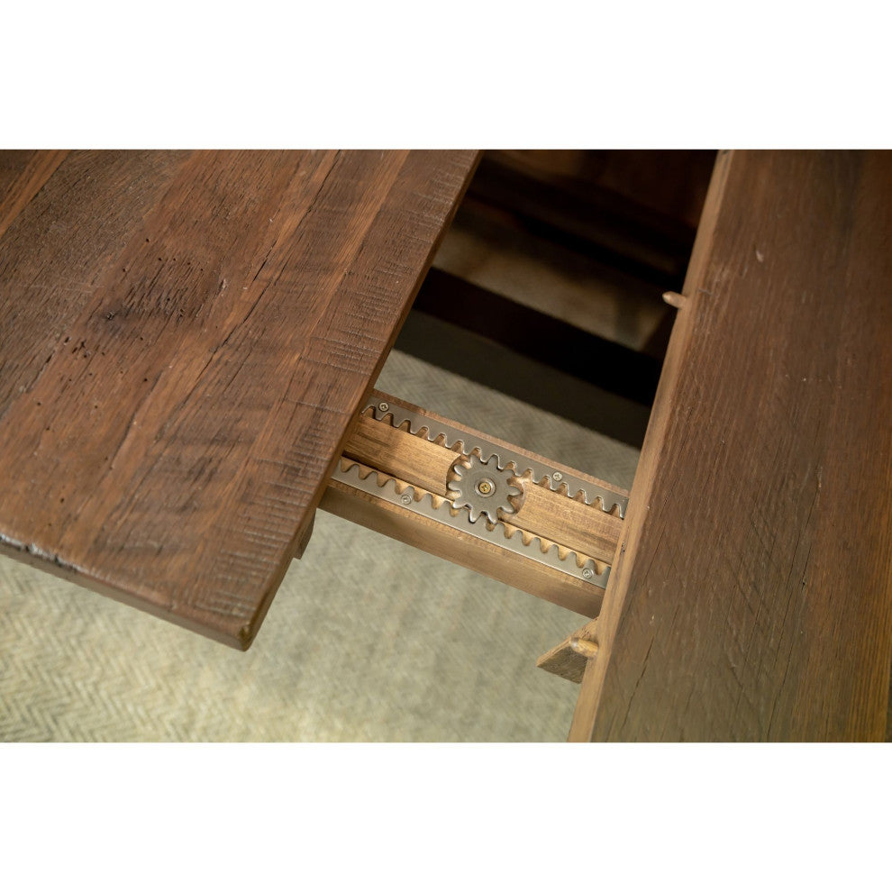 Pathway Reclaimed Barnwood Extendable Dining Table, Natural, 48x78, 4 Leaves