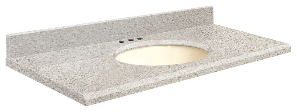 Quartz 25"x19" Vanity Top, Biscuit Bowl, Portage Pass, 8" Centerset