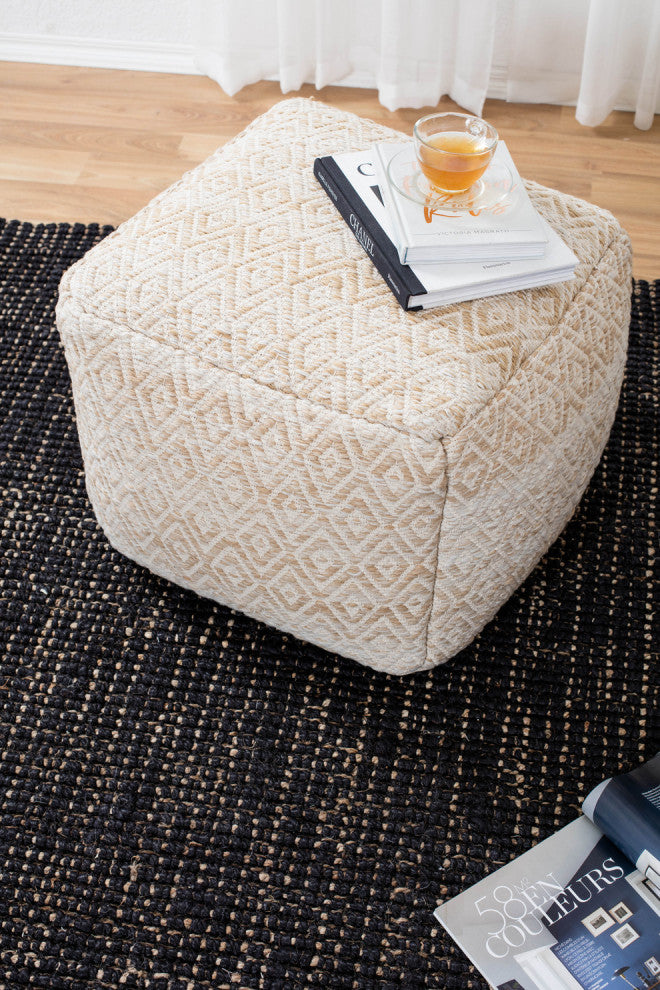 Cherokee Tawny 22"x22"x17" Brown/Beige Pouf