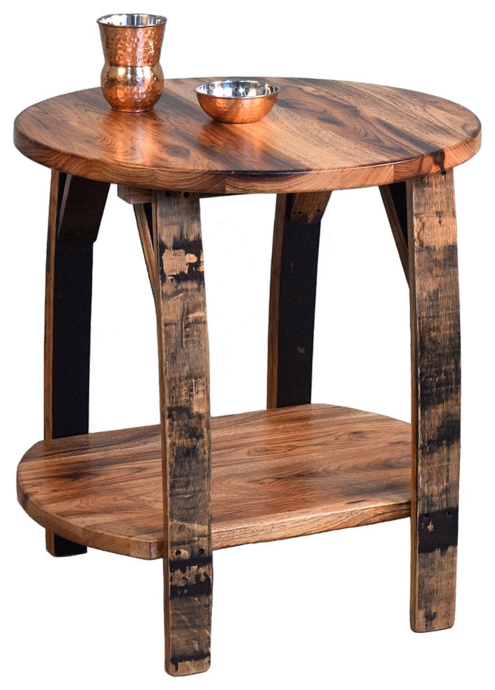 Shooter's Barrel Stave End Table, Burnt Hickory