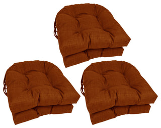 16" Polyester Solid Outdoor U-Shaped Tufted Chair Cushions, Set of 6, Cinnamon