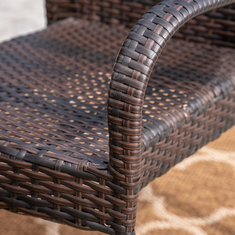 GDF Studio 6-Piece Allison Outdoor Wicker Dining Set With Table and Bench
