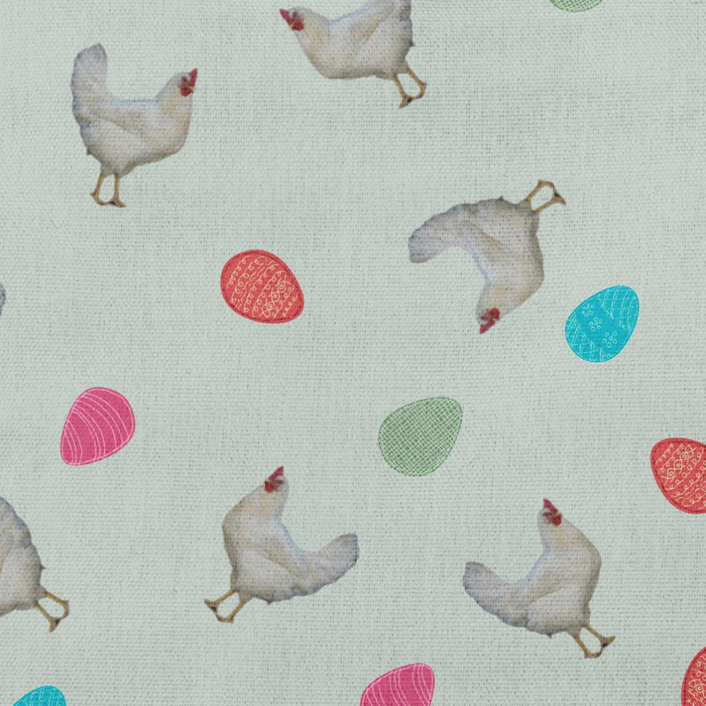 Chickens and Eggs Easter Decorative Throw Pillow, Breezeway Green, 26x26"