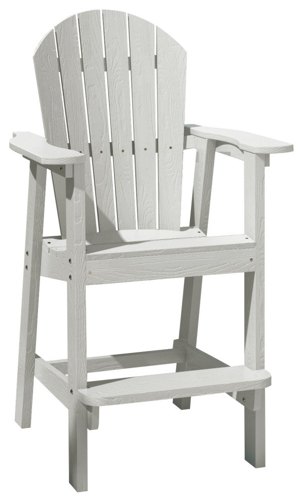 Rustic Adirondack Chairs Outdoor BarStools with Hight Back Design, White