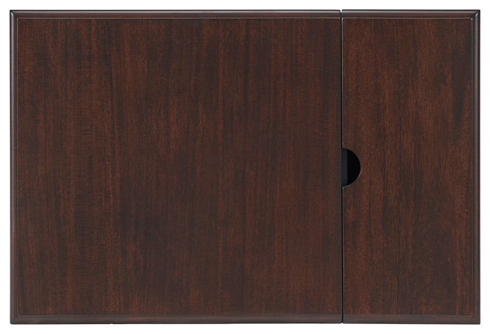 Elegant Chairside Table with Charging Station, Catalina Blue With Walnut Top