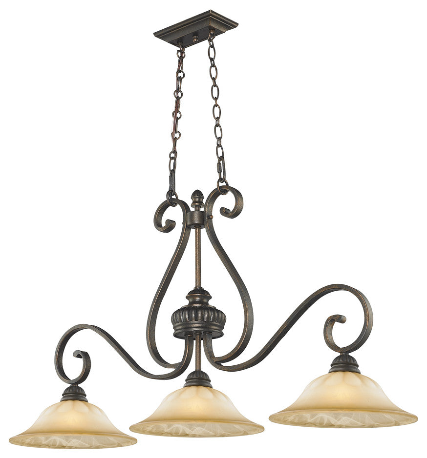 Golden Lighting Mayfair Leather Crackle Island Light