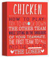 Chicken Swimming Pool 11x14 Canvas Wall Art