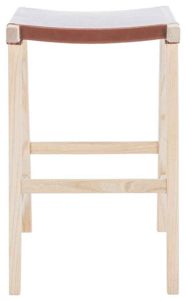 Safavieh Aariz Rectangle Barstool, Cognac/Natural