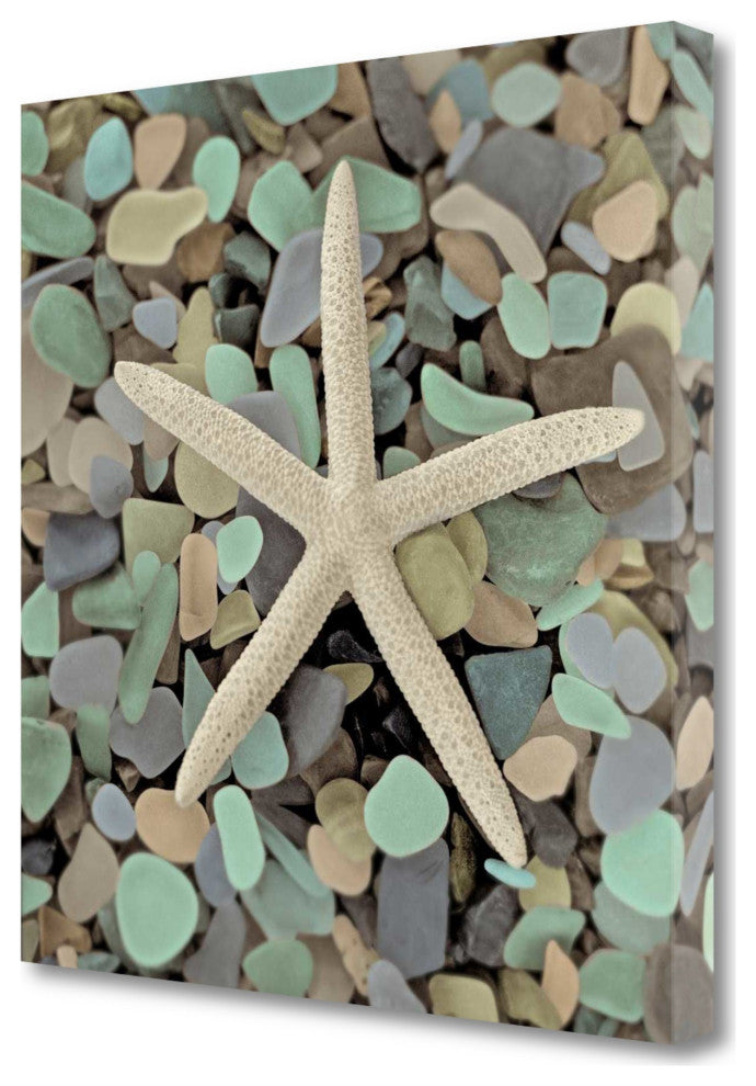 10" Starfish and Colorful Seaglass 2 Giclee Wrap Canvas Wall Art