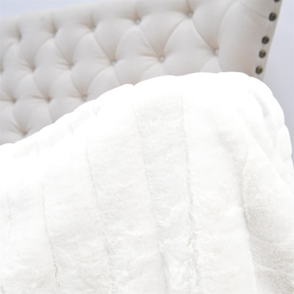 Super Mink Faux Fur Throw Blanket, Bright White, 60"x80"