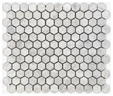 Silver Gray Dark Honed 1" Hexagon Marble Mosaic