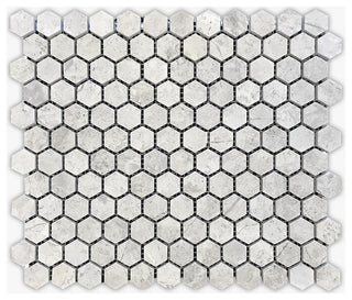 Silver Gray Dark Honed 1" Hexagon Marble Mosaic