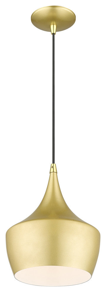 Waldorf 1-Light Soft Gold Pendant, Polished Brass Accents