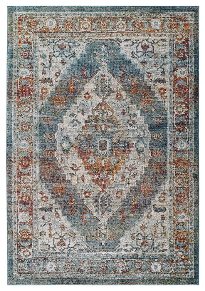Tribute Camellia Distressed Vintage Floral Persian Medallion 5x8 Area Rug